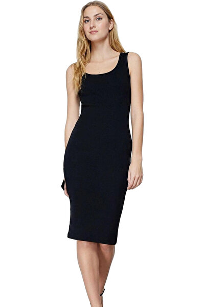 PayBuy فستان نسائي متوسط ​​الطول ضيق محبوك وياقة مسبح صيفية كاجوال يومية لا غنى عنها في الصيف