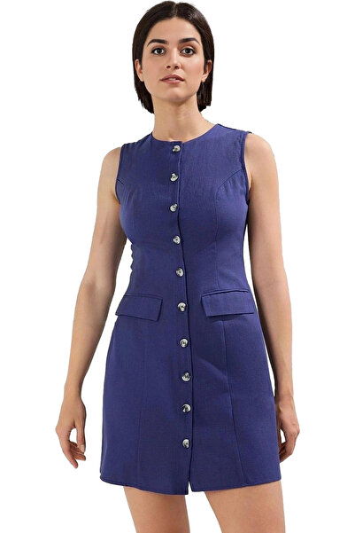 PayBuy Mini rochie cămașă pentru femei, cu buzunar cu nasturi, detaliată din ...