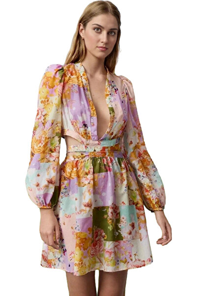 PayBuy فستان شاطئ نسائي صغير منقوش على شكل حرف V من القطن للاستخدام اليومي في...