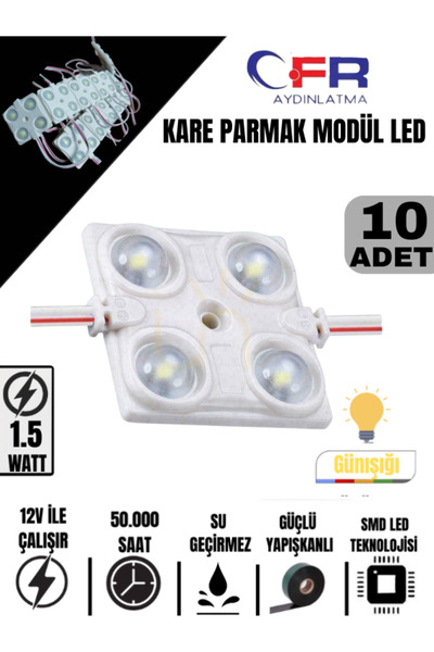 CFR LED AYDINLATMA 1.5 Watt GÜNIŞIĞI KARE Mercekli Modül Led 5,10,15,20 -ADET