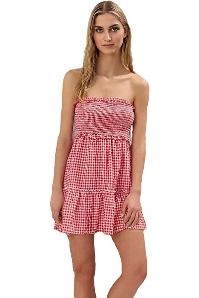 PayBuy Rochie mini țesută în plasă pentru femei, cu model în carouri, vară, f...