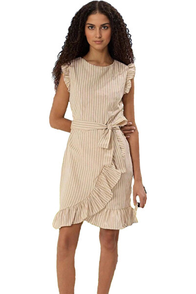 PayBuy Rochie mini poplin cu dungi pentru femei, cu talie în formă de A, cure...