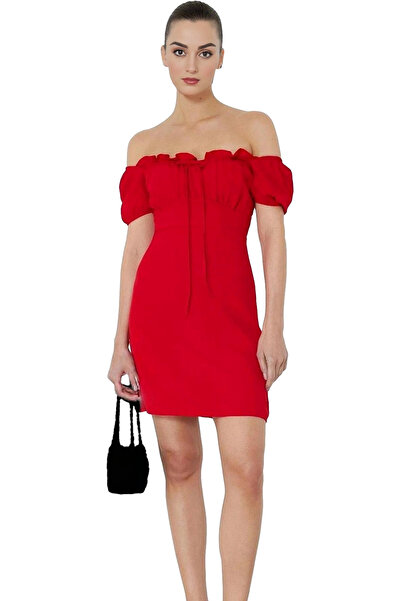 PayBuy Γυναικείο μίνι φόρεμα A Line Balloon Sleeve Crepe Weaving Μοντέρνο στυ...