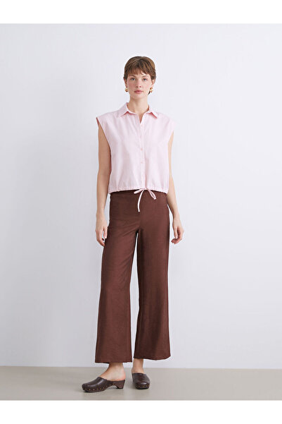 LC Waikiki Lcwaikiki Classic Brown Elastic Waist Wide Leg Women's Trousers