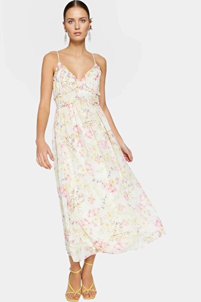 PayBuy Rochie maxi din șifon pentru femei, cu model floral, căptușită, confor...