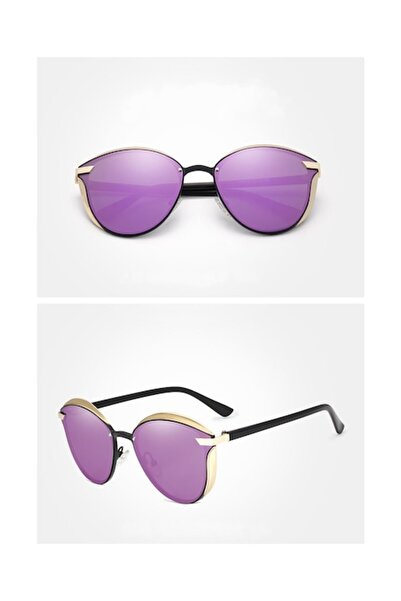 KINGSEVEN Sunglasses Cat Eye Mirror Purple Gold Polarized UV400