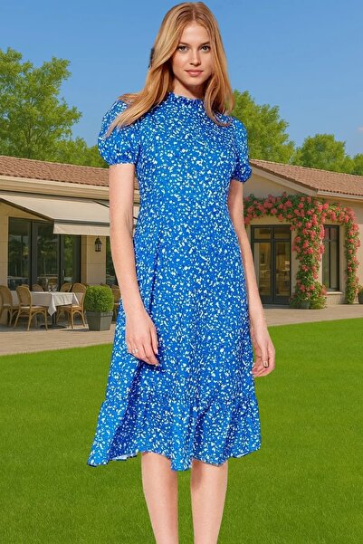 PayBuy Γυναικείο φλοράλ φόρεμα με βολάν σε γραμμή Α, μίντι μήκους, καλοκαιρινό καθημερινό Σαββατοκύριακο Απαραίτητο για το καλοκαίρι