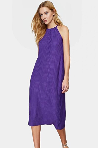 PayBuy Kadın Piliseli Midi Elbise Rahat Kalıp Örme Kumaş Günlük Kullanım Yaz Aylarının Vazgeçilmezi