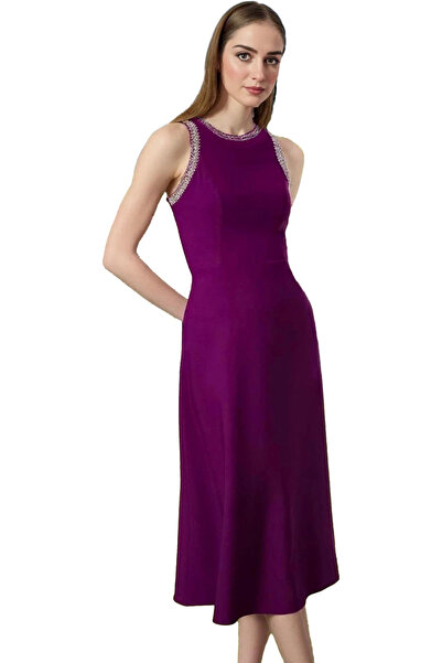 PayBuy Дамска рокля с А-сикъл, средна дължина, камъни, модерен стил, за специ...