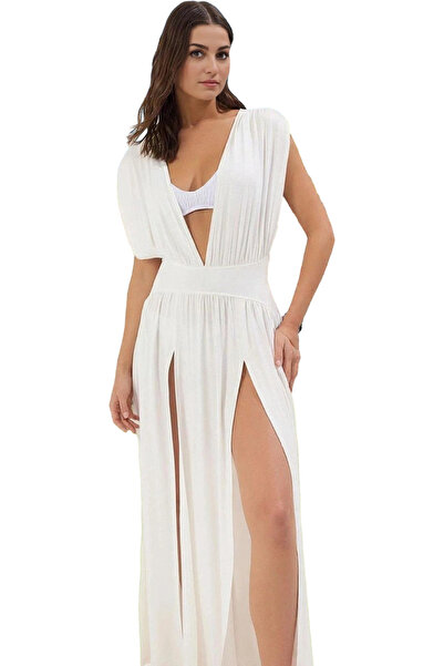 PayBuy Γυναικείο μάξι πλεκτό φόρεμα με βαθύ λαιμό V με ένα μανίκι παραλία Καλ...