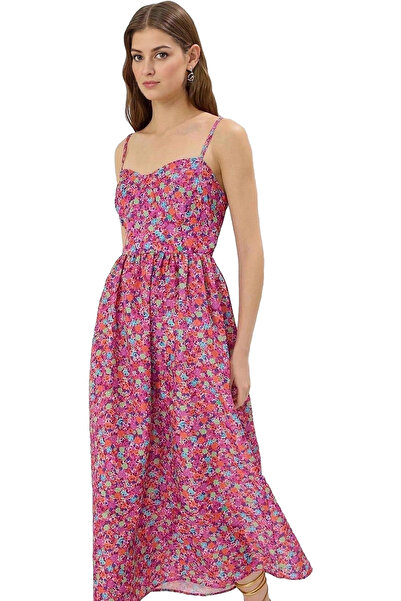 PayBuy فستان نسائي متوسط ​​الطول بنمط زهور، قطعة مريحة للصيف، مزيج يومي لا يُ...