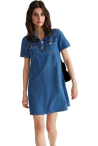 PayBuy Women's Denim Shirt Dress Short Sleeve Cotton Casual Daily Weekend Summer's Indispensable
