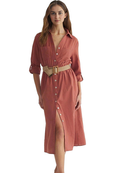 PayBuy Rochie cămașă midi cu dungi pentru femei Bumbac Stiluri zilnice și de ...