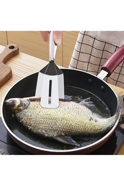 safestore Steel 23cm Fish Steak Bbq Tongs Meat Serving Scoop Spoon Spatula