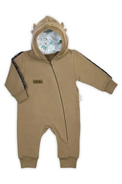Nicol Children's hooded jumpsuit, lined cotton, Nicol, Star, Brown, size 74 cm, 6 - 9 months