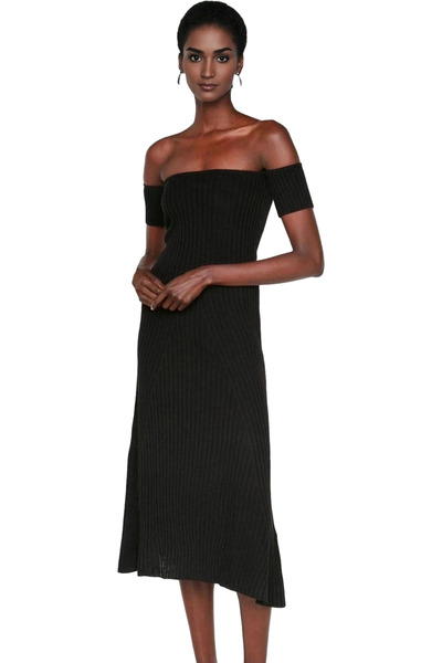 PayBuy Γυναικείο πλεκτό φόρεμα μίντι μήκους Carmen γιακά A Line Casual Chic Α...