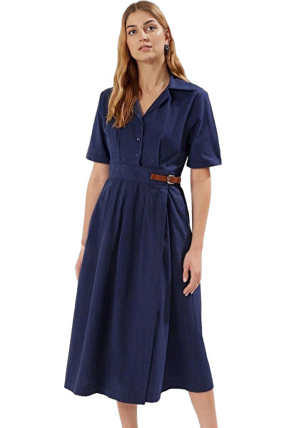 PayBuy Rochie midi din poplin pentru femei, cu centură, din bumbac, în linie ...