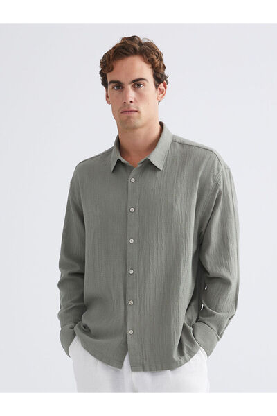 LC Waikiki Cămașă confortabilă pentru bărbați Dobby cu mânecă lungă