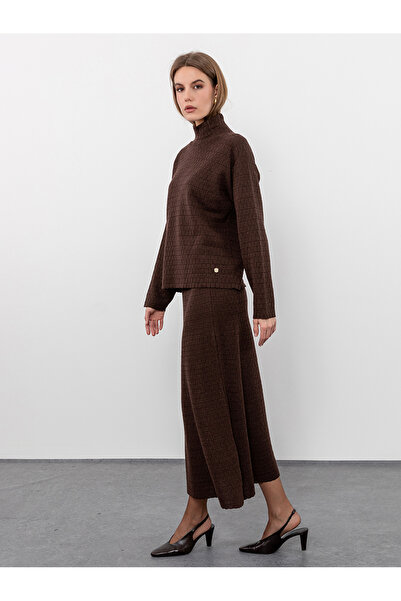 Serianno Yünlü Örgü Desenli Balıkçı Yaka Kazak