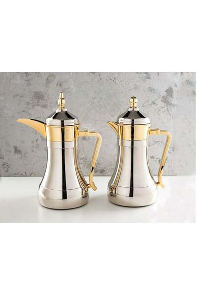 Generic Stainless Steel Coffee and Tea Flask Set – Luxurious Design in Brown and Gold