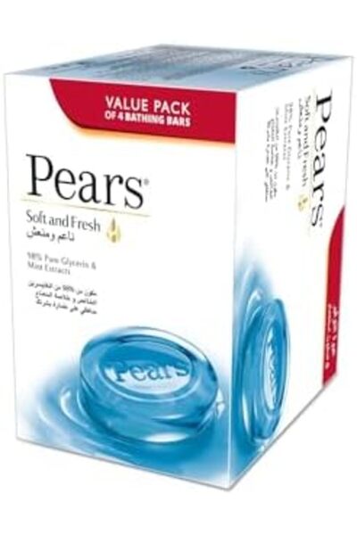 Pears Soft & Fresh Bar Soap with 100% Natural Ingredients & Pure Glycerine for Soft & Glowing Skin |