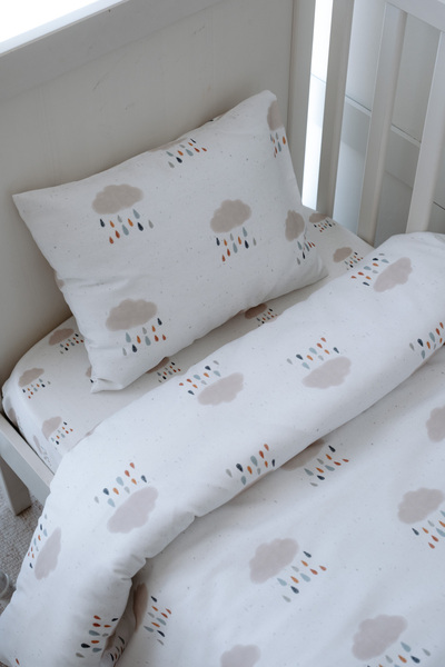 NOU Rain Cloudy Organic Sheeted Park Bed Duvet Cover Set (80X120 - 35X45 - 60...