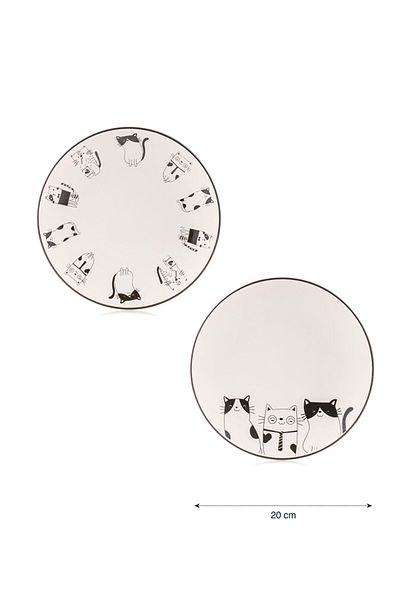 LC Waikiki Create Your Style from Uzg Store |   Cat Printed Ceramic Plate 2 Pieces 20 cm