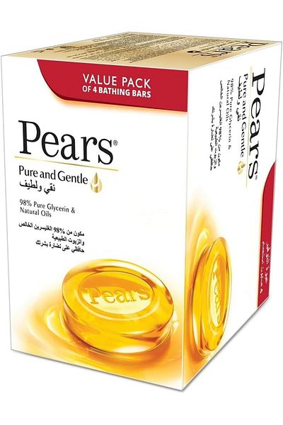 Pears Pure & Gentle Bar Soap, Super Saver Pack of 4, 125g each