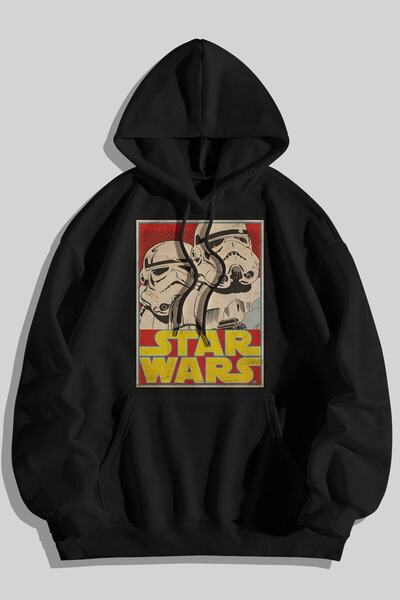 Pisa Art Retro Robot Oversize Kangaroo Pocket Hooded Sweatshirt Star Wars