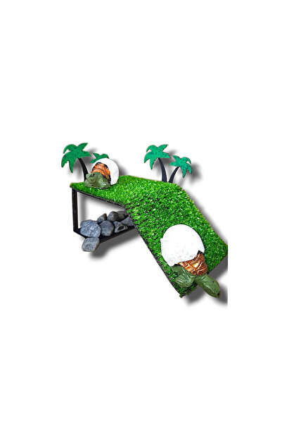 Salıncak 10x6cm Mini Kaplumbağa Tırmanma Rampası Küçük Boy 2 Adet Yapay Çim Z...