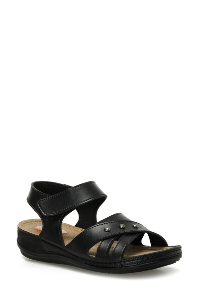 Polaris 166987.Z5Fx Black Women's Flat Sandals