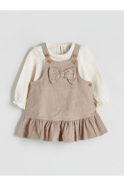LC Waikiki Bisiklet Yaka Fiyonk Detaylı Kız Bebek Elbise ve Bluz