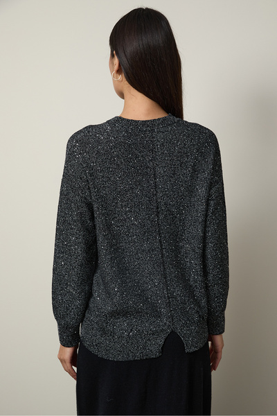 Serianno Mini Payetli Bisiklet Yaka Kazak