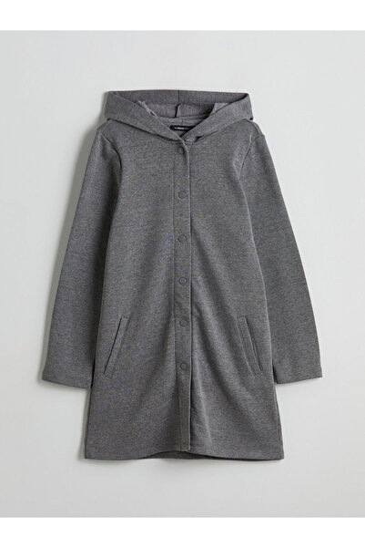 LC Waikiki Antrasit Kapüşonlu Kadın Hırka