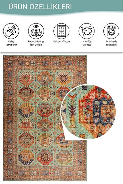 ARTLOOP Relic Çok Renkli Vintage Dokulu Klasik Desenli Dokuma Tabanlı Şönil Halı AL 507