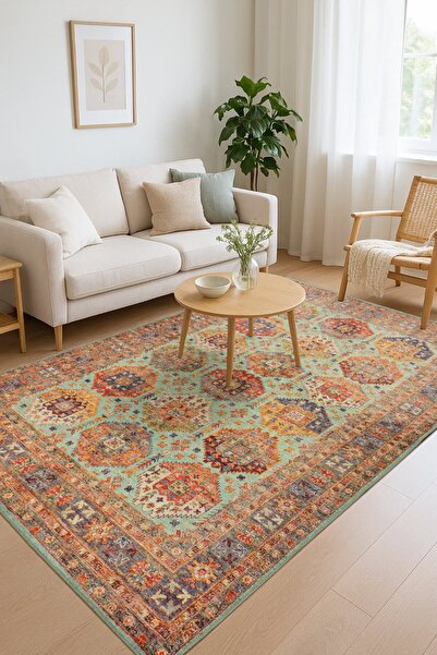 ARTLOOP Relic Çok Renkli Vintage Dokulu Klasik Desenli Dokuma Tabanlı Şönil Halı AL 507