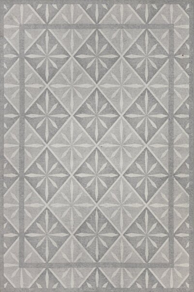 ARTLOOP Nora Gri Geometrik Desenli Dokuma Tabanlı Modern Şönil Halı AL 502