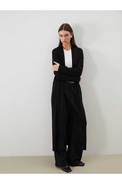 LC Waikiki Black Shawl Collar Women's Knitwear Cardigan