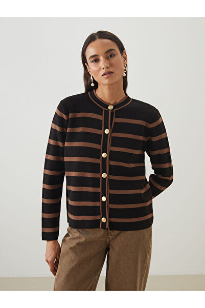 LC Waikiki Shining Store'dan Işıltılı Seçimler | Bisiklet Yaka Çizgili Kadın Triko Hırka