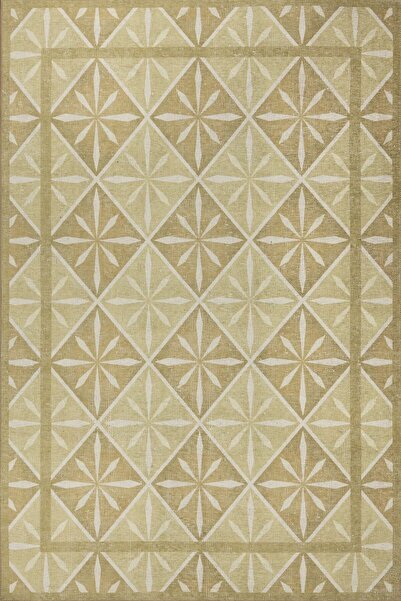 ARTLOOP Nora Yeşil/ Sarı Geometrik Desenli Dokuma Tabanlı Modern Şönil Halı AL 504