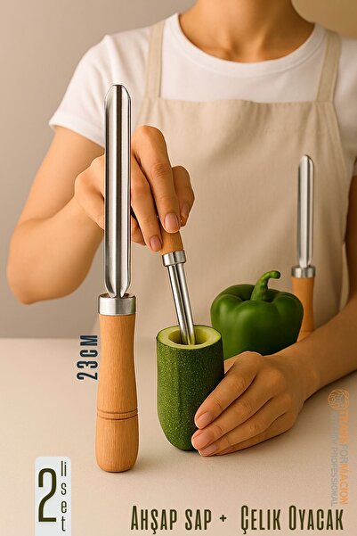 Transformacion Oyacak - 2 Lİ SET Dolmalık Kabak ve Biber Patlıcan Oyacağı 304 Paslanmaz Çelik 722022