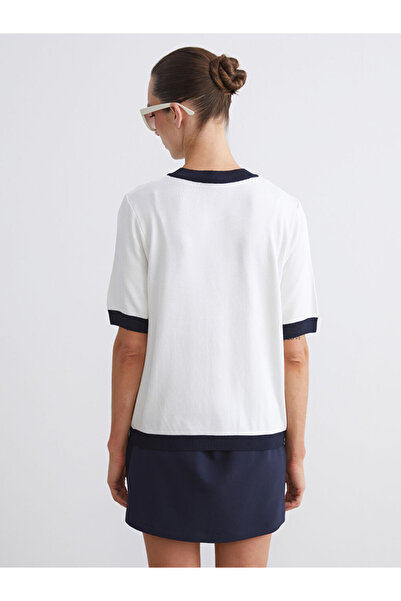 LC Waikiki Ekru Bisiklet Yaka Kadın Triko Hırka