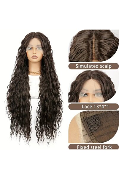 favorim peruk Luxury yeni sezon kahve dalgalı tül peruk