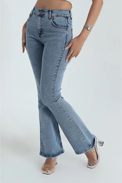 geenz manifacture Snow Blue Women's Miya Flared Jeans High Waist Jeans (Extra Comfortable)