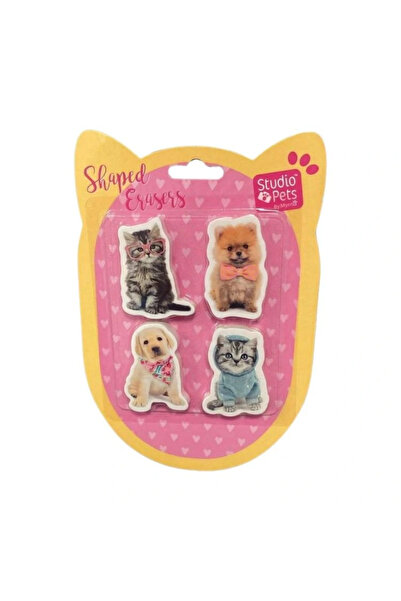 Generic Brand Studiopets Pt-783 Blister Pack of 4 Cat and Dog Eraser Set