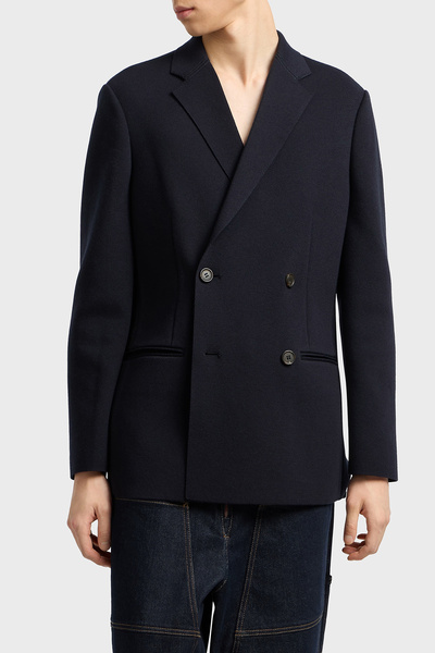 Emporio Armani Wool Blend Regular Fit Double Breasted Lapel Blazer Jacket Men Coat Em002428 Af19441 Ub11