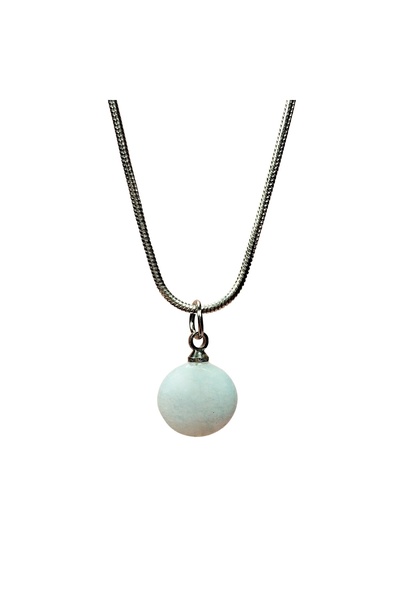 SepetBudur Chalcedony Natural Stone Chain Handmade Necklace End: 1.5 cm Chain: 20 cm Boxed