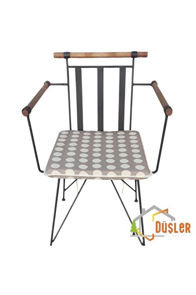DÜŞLER EV TEKSTİLİ 40x40 Кремовий з крапками Коричневий Водо- та плямовідштовхуючий На блискавці З шнурками Кремовий з білою облямівкою Подушка для стільця