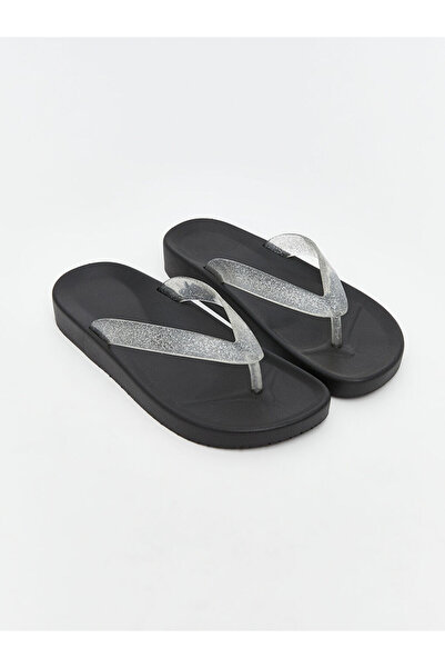 LC Waikiki Gray Glitter Flip Flops