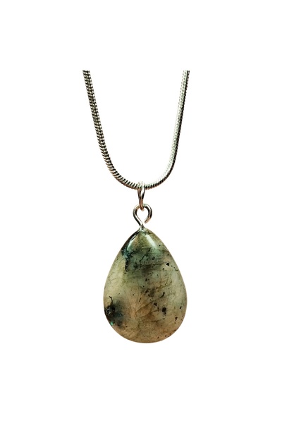 SepetBudur Labradorite Natural Stone Chain Handmade Necklace End: 2 cm Chain: 20 cm Boxed